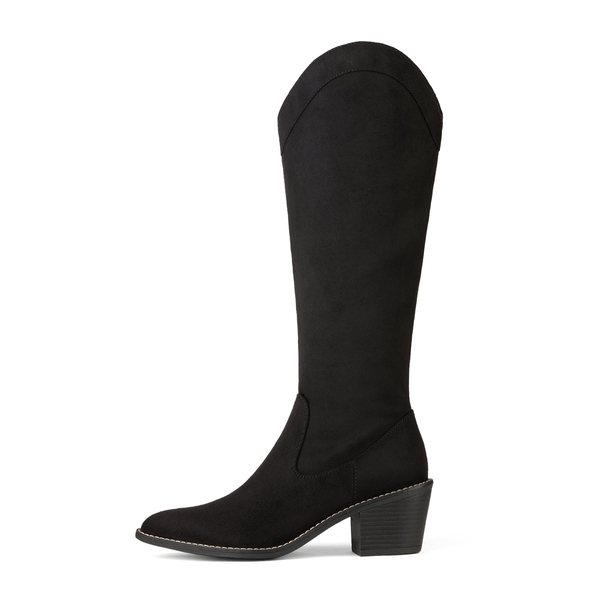 Montana Pointed Toe Knee High Boots - BLACK SUEDE - 2